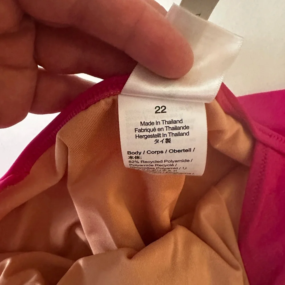 J.Crew Hot Pink Recycled Poly Ruched V-neck Flattering One-Piece Swimsuit NWT 22